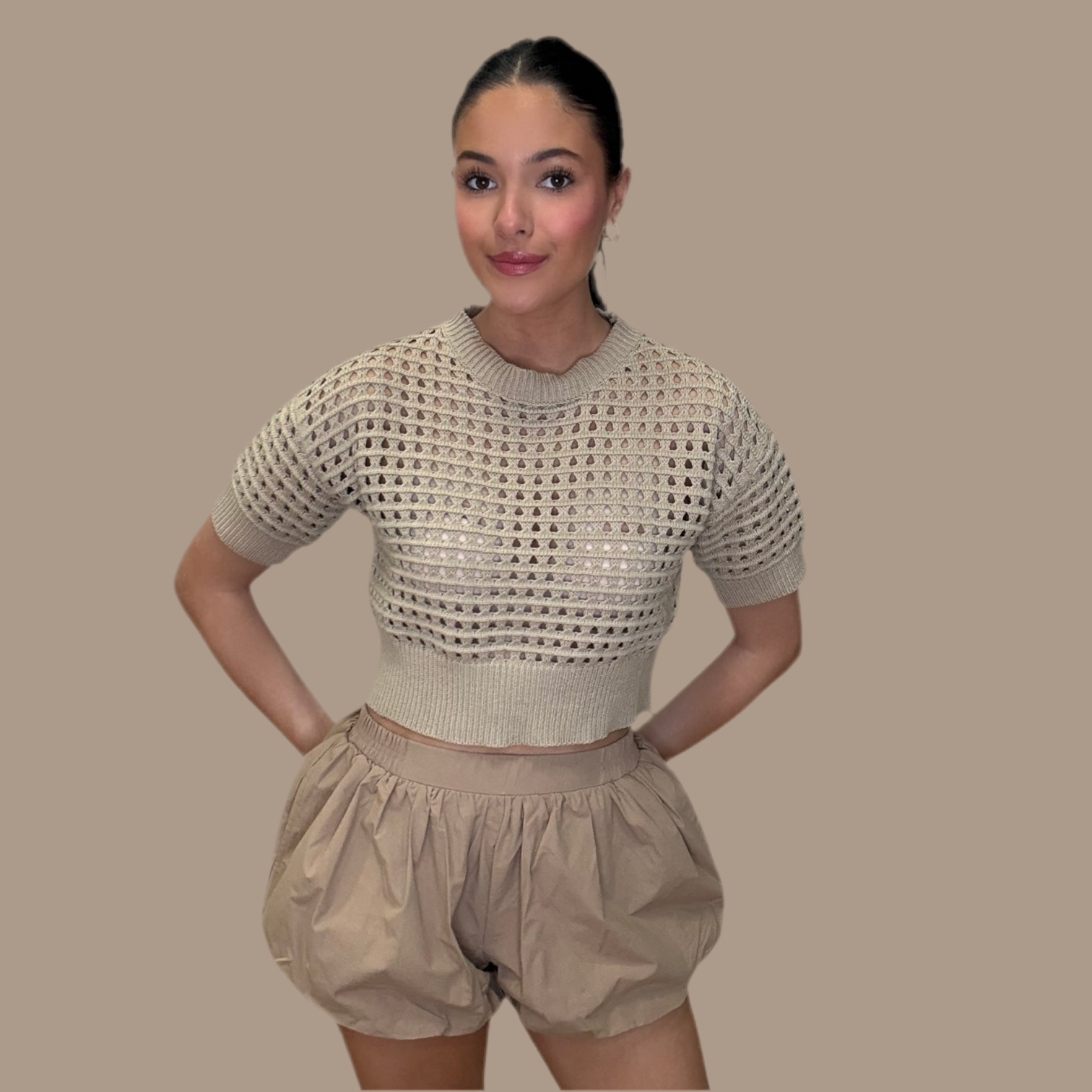 Poplin Puff Shorts - Khaki