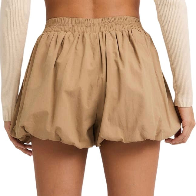 Poplin Puff Shorts - Khaki