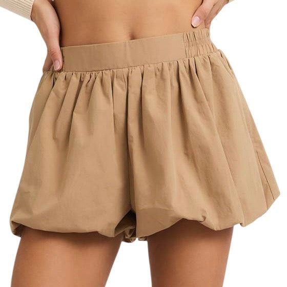 Poplin Puff Shorts - Khaki