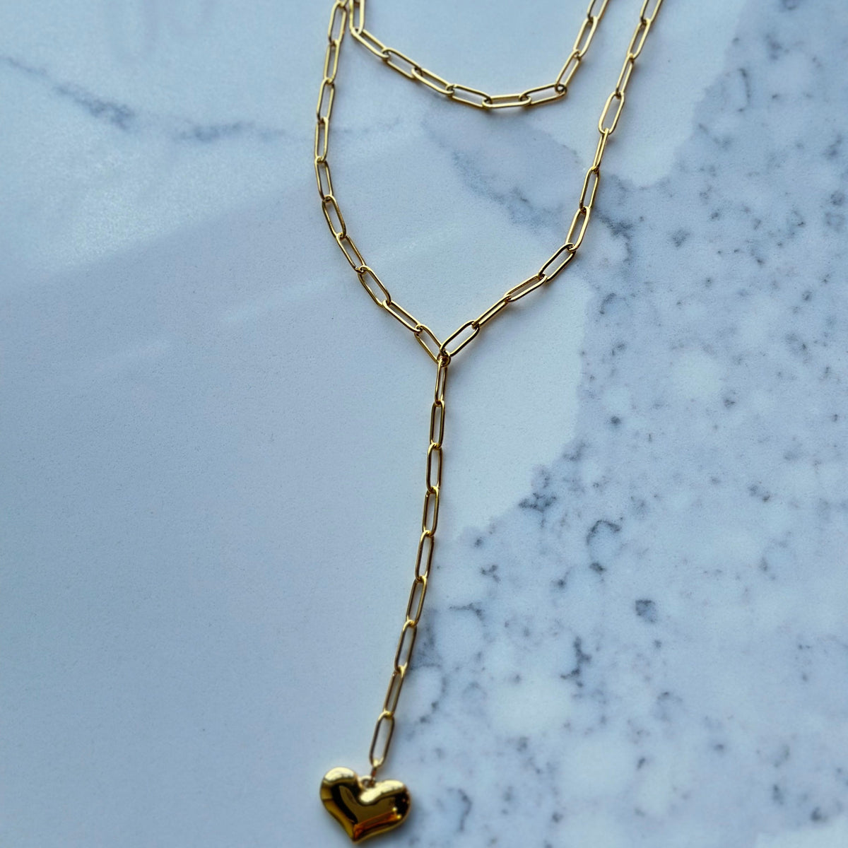 24K Gold Plate Double Strand Puff Heart Necklace – Alicia DiMichele ...