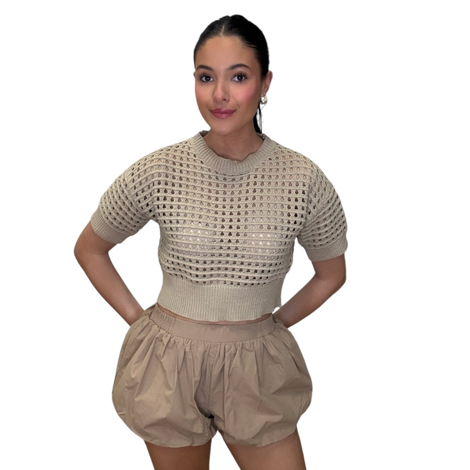 Poplin Puff Shorts - Khaki