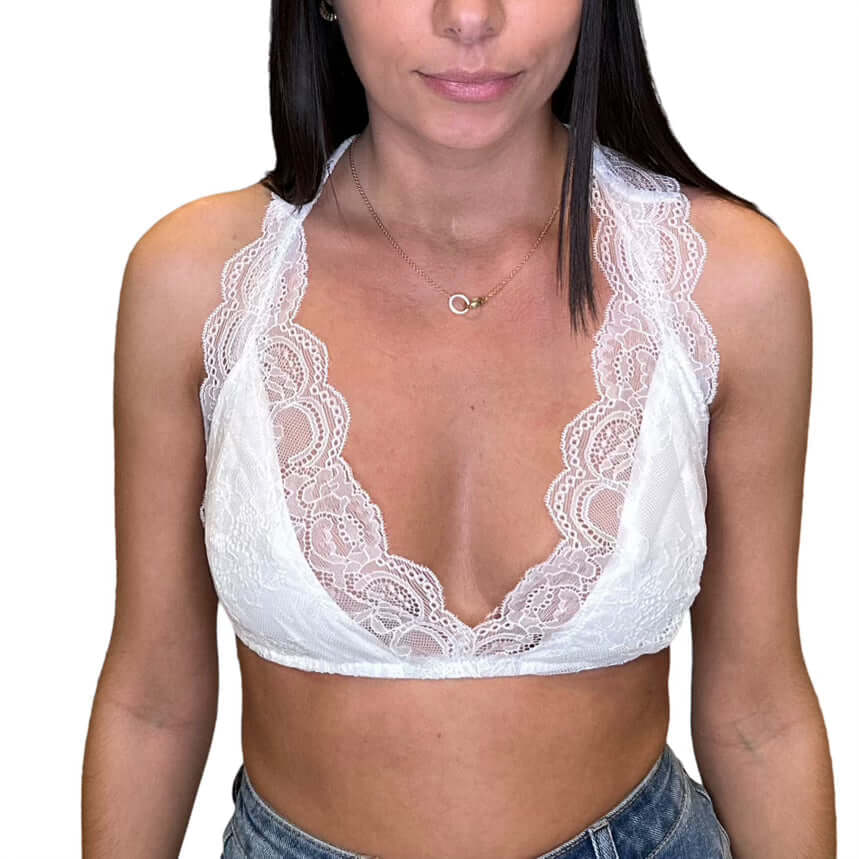 Lace Halter Bralette Ivory Alicia DiMichele Boutique