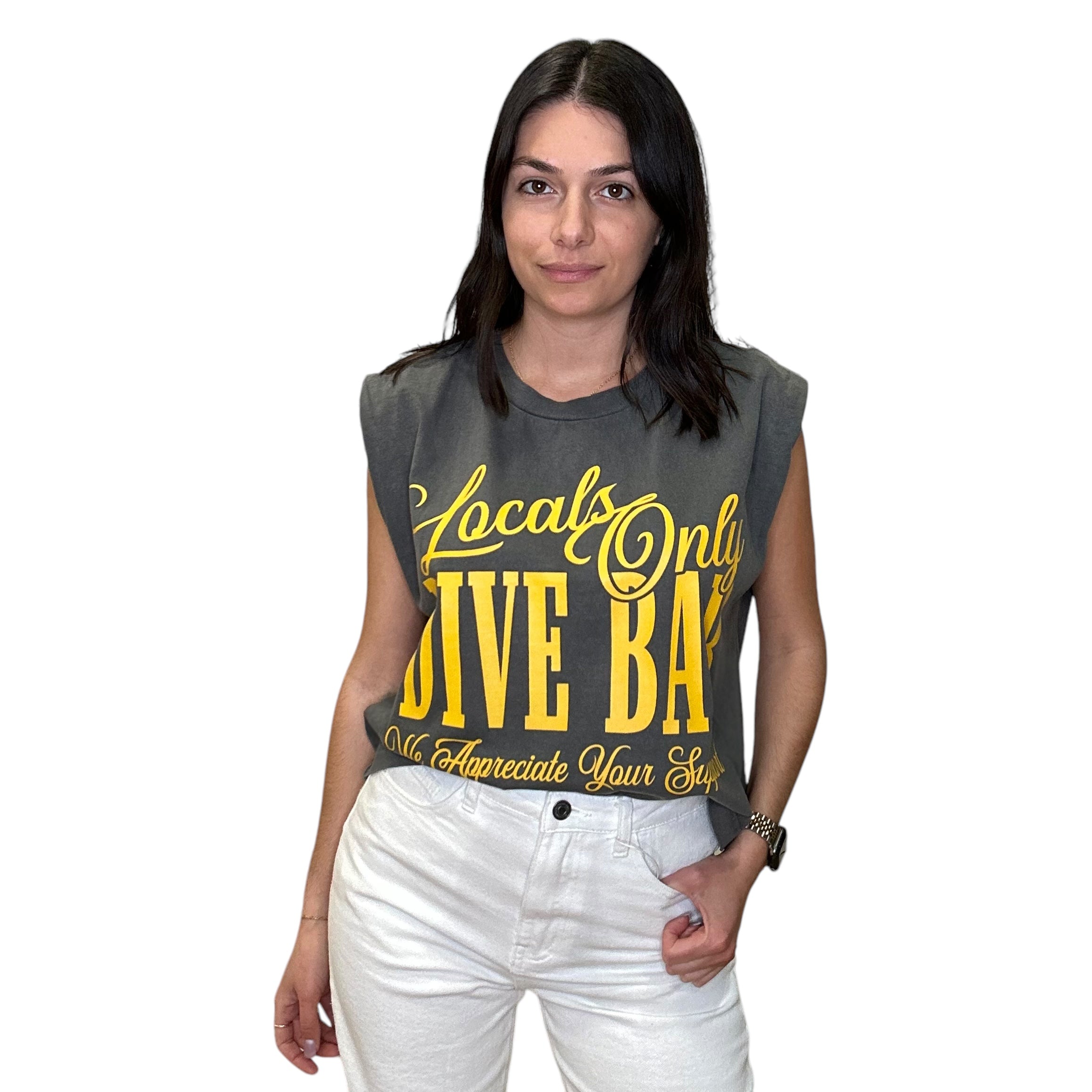 Locals Only Dive Bar Vintage Cropped Muscle Tank