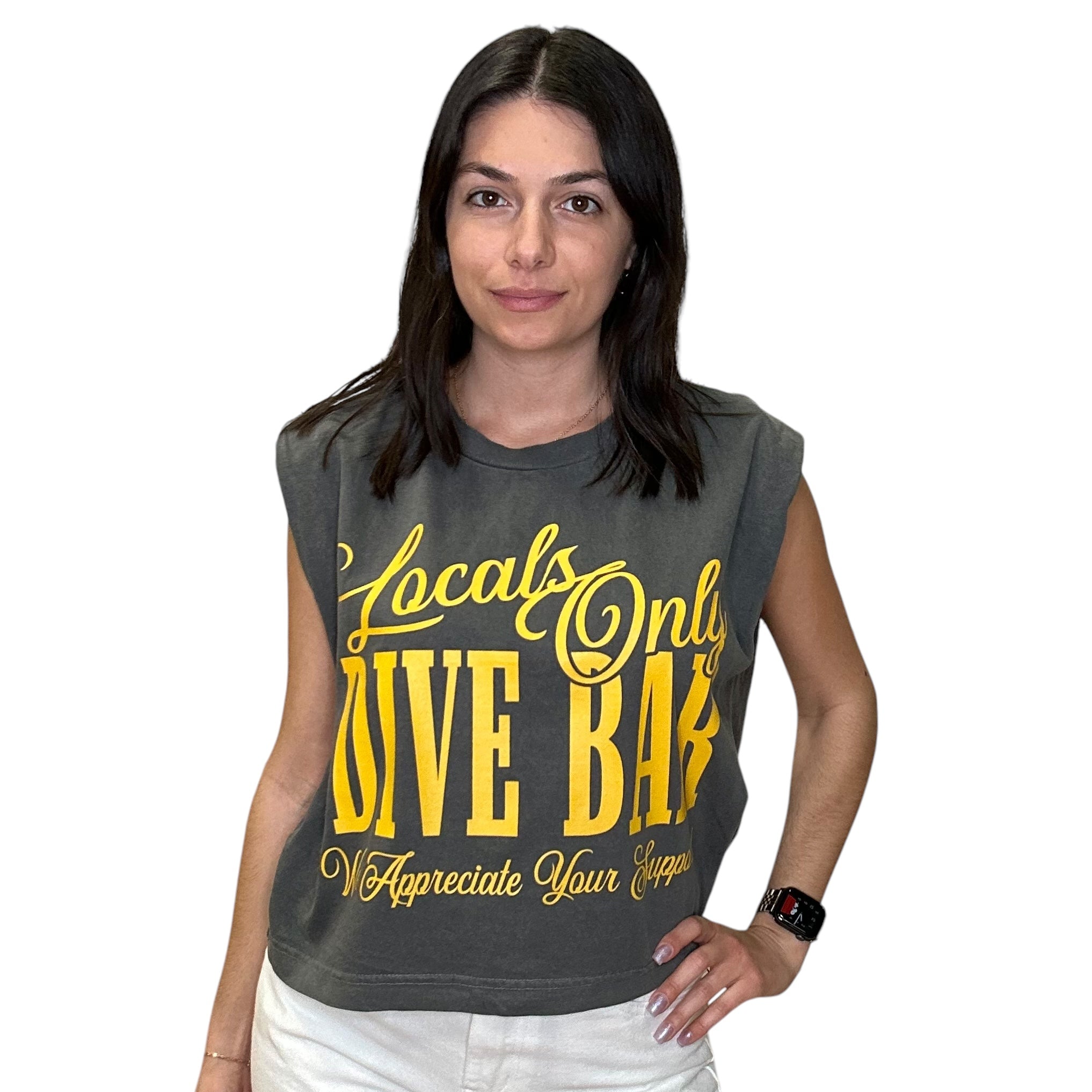 Locals Only Dive Bar Vintage Cropped Muscle Tank