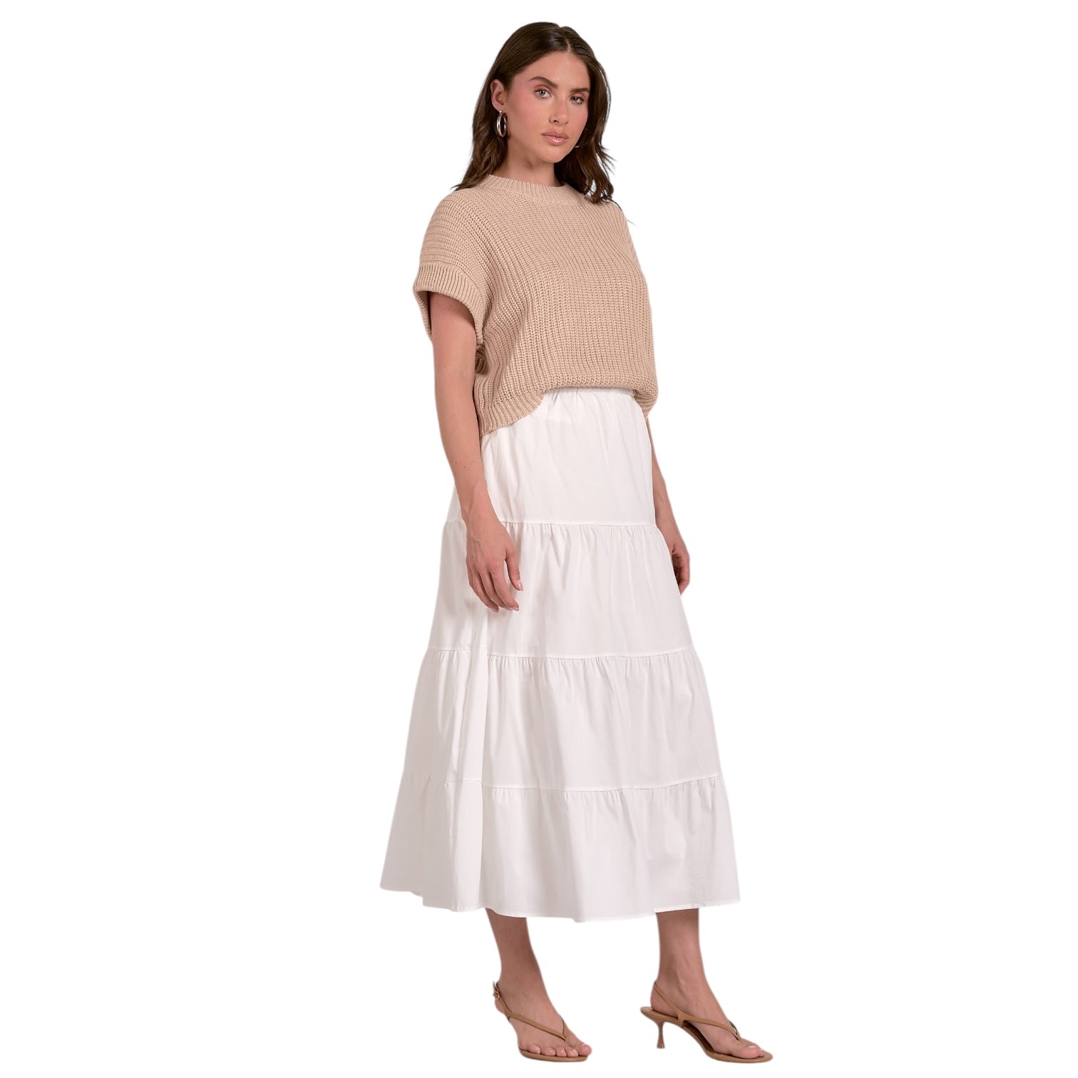 Sweater Tiered Midi Skirt Dress