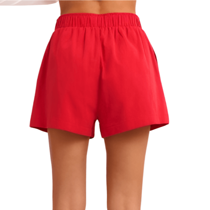 High Waisted Boxy Shorts - Red