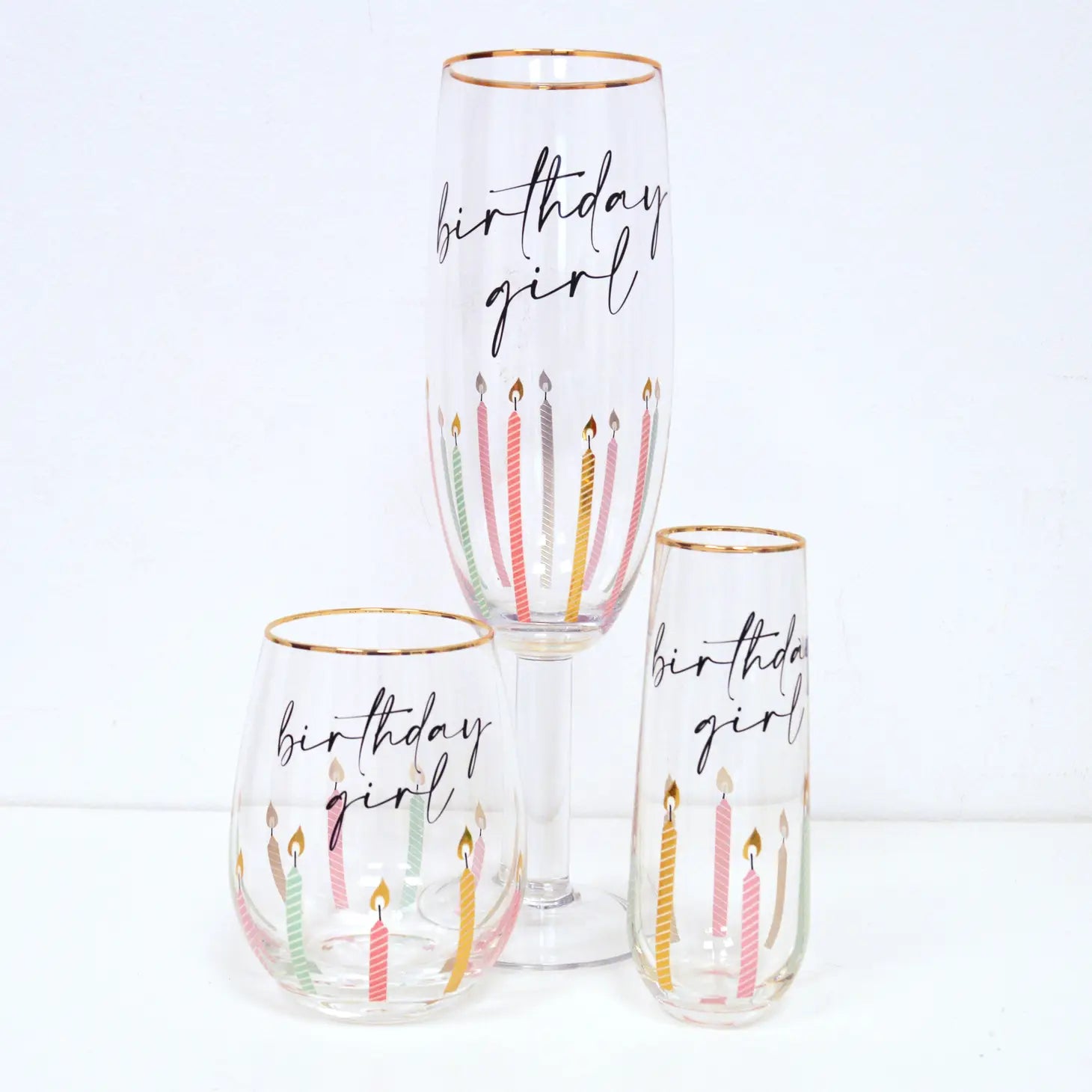 Birthday Girl Cake Stemless Champagne Flute