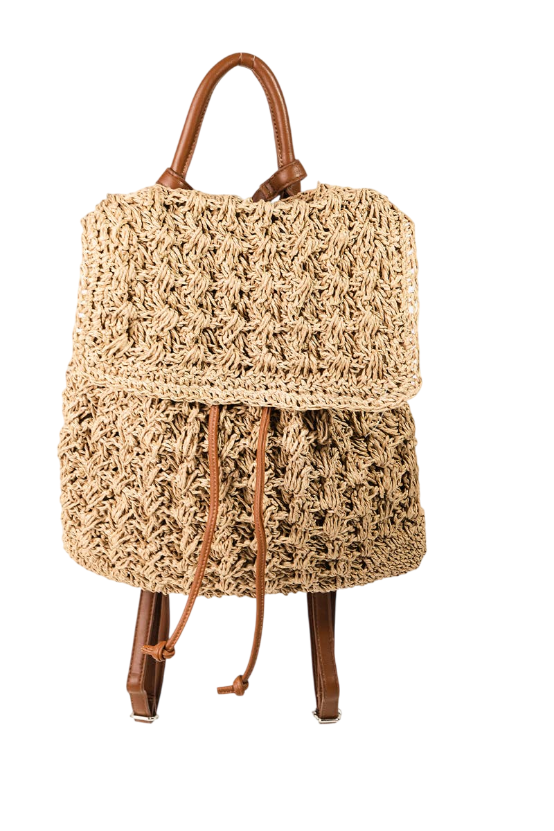 Straw Braid Backpack Bag