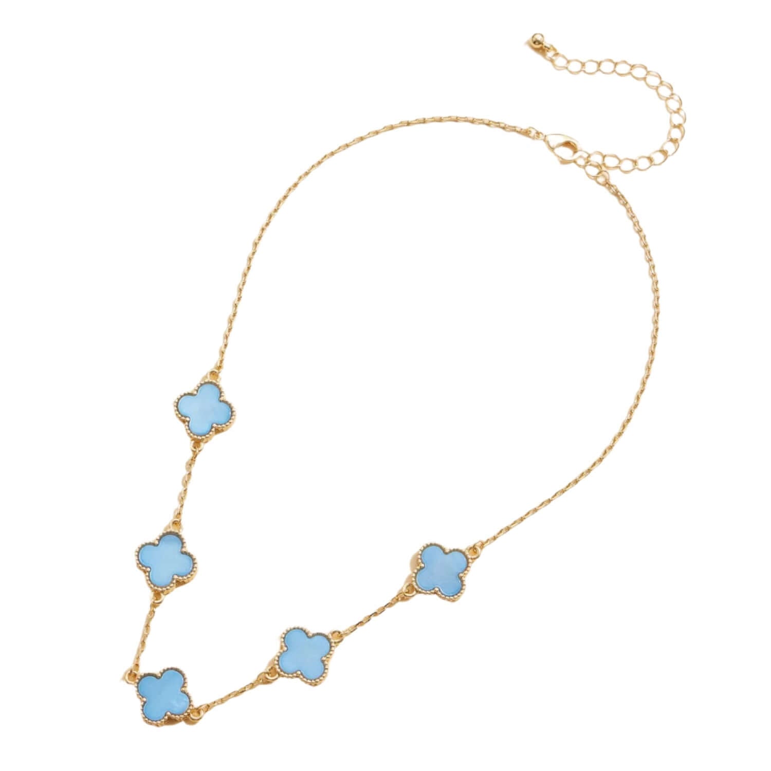 Quatrefoil Clover Charm Necklace - Blue