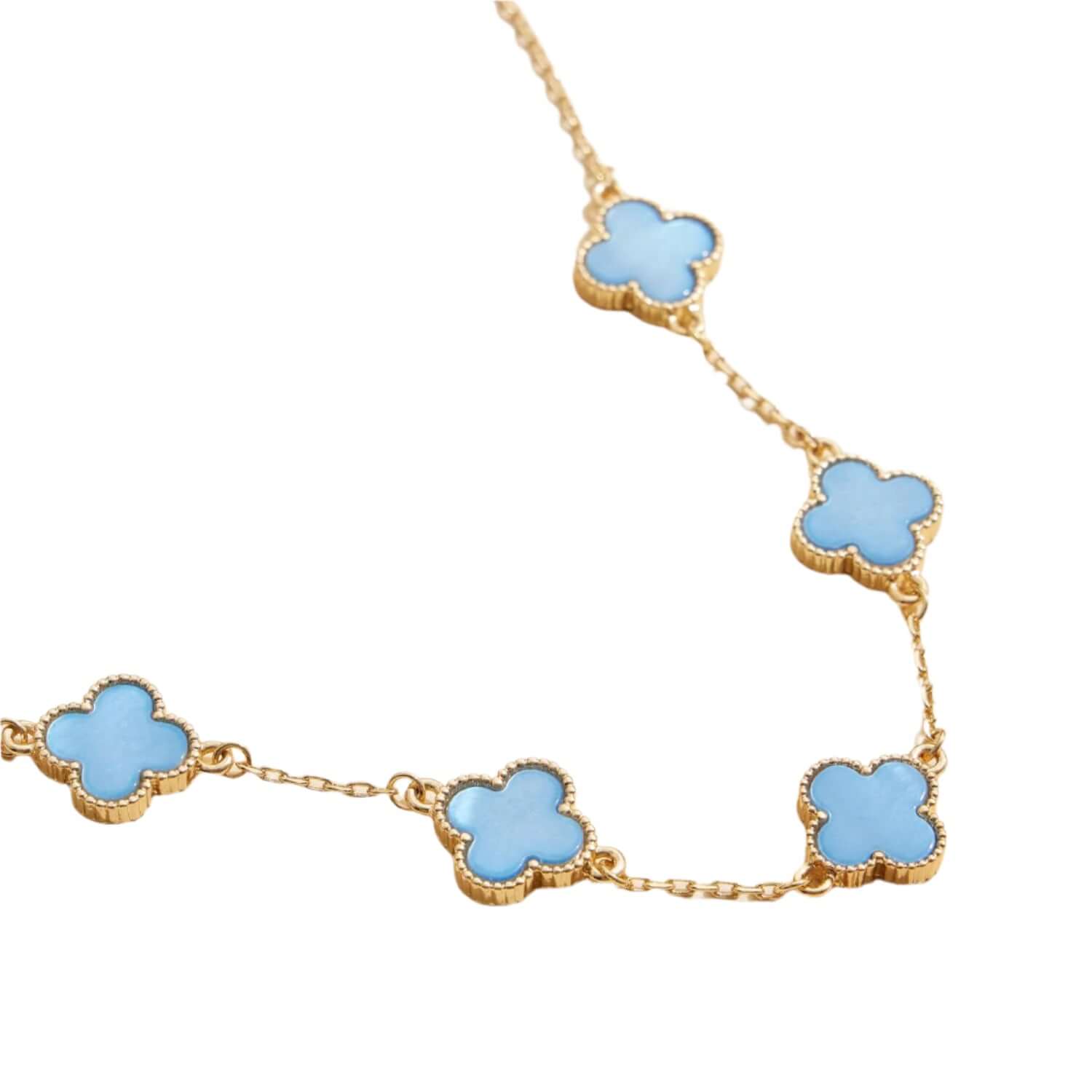 Quatrefoil Clover Charm Necklace - Blue